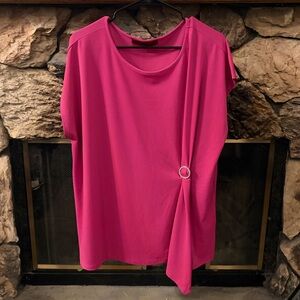 Elegant Fuchsia Blouse with Ring Detail